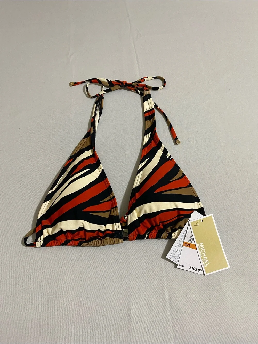 MICHAEL KORS Zebra Pattern Triangle Bikini Top Women's Size M